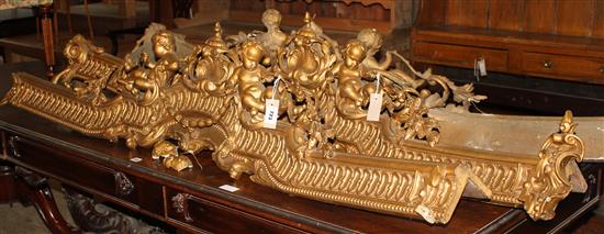 A set of three late 19th century gilt gesso pelmets, largest 6ft 3in.